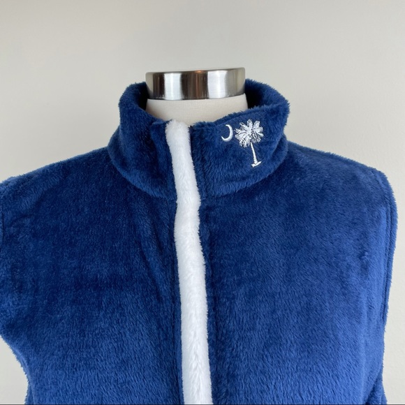 Emerson Street Navy Blue White SC Palmetto Full Zip Fleece Vest Women XL - Picture 3 of 9